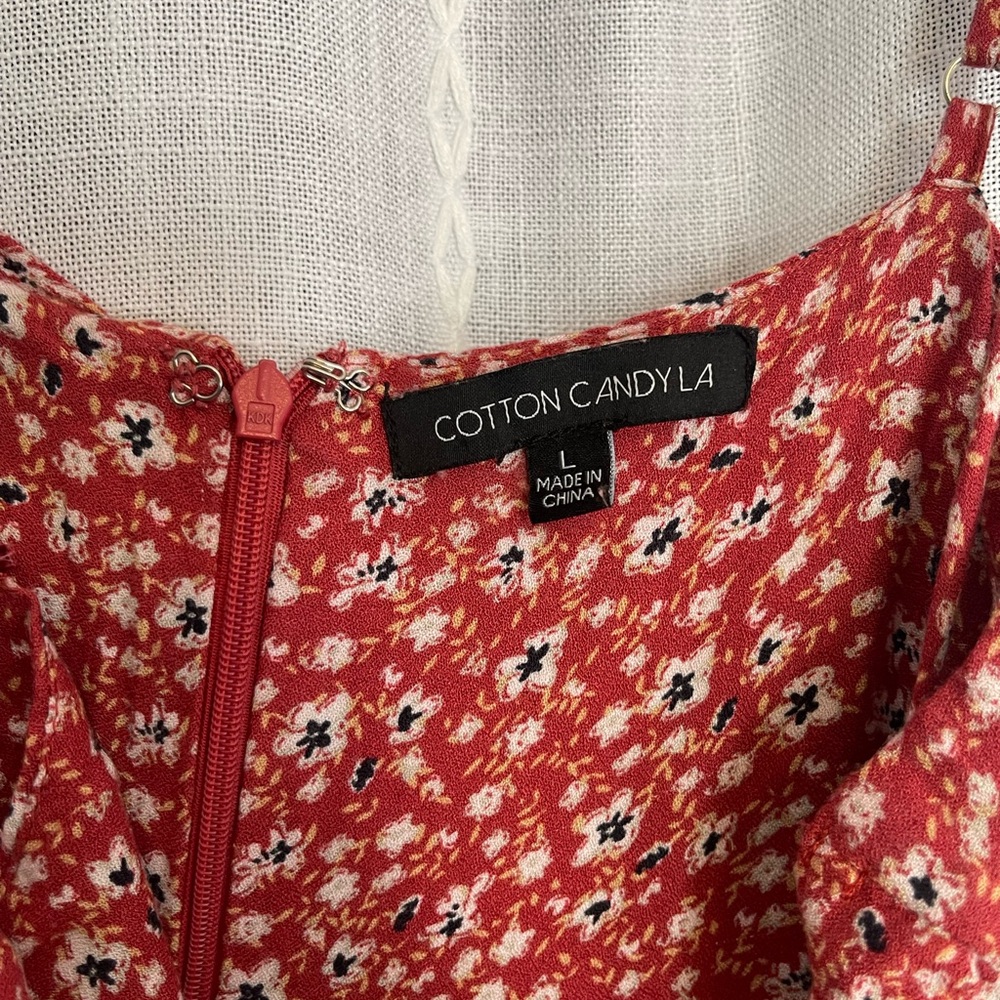 Cotton Candy Red Floral Dress - Picture 5 of 5